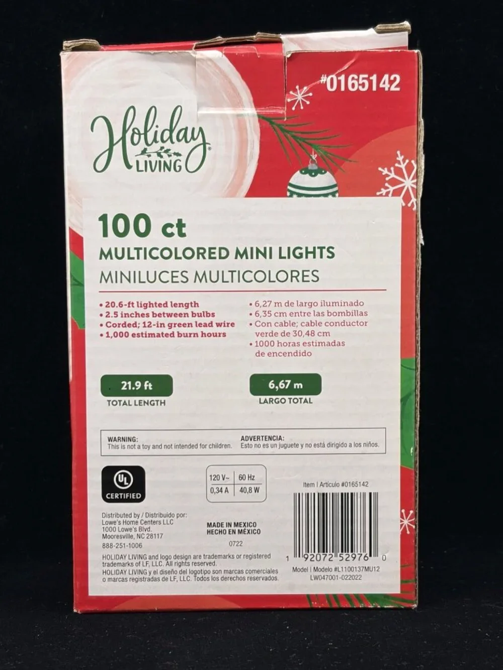 Holiday Living 100 Multi Color Mini Lights Indoor Outdoor Christmas NWB